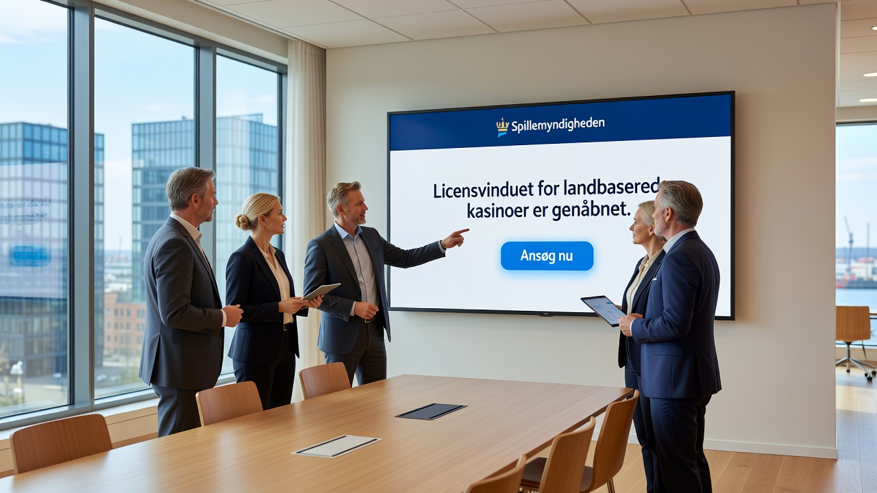 Oversigtskort over Danmark med markerede byer hvor kasinoer er placeret
